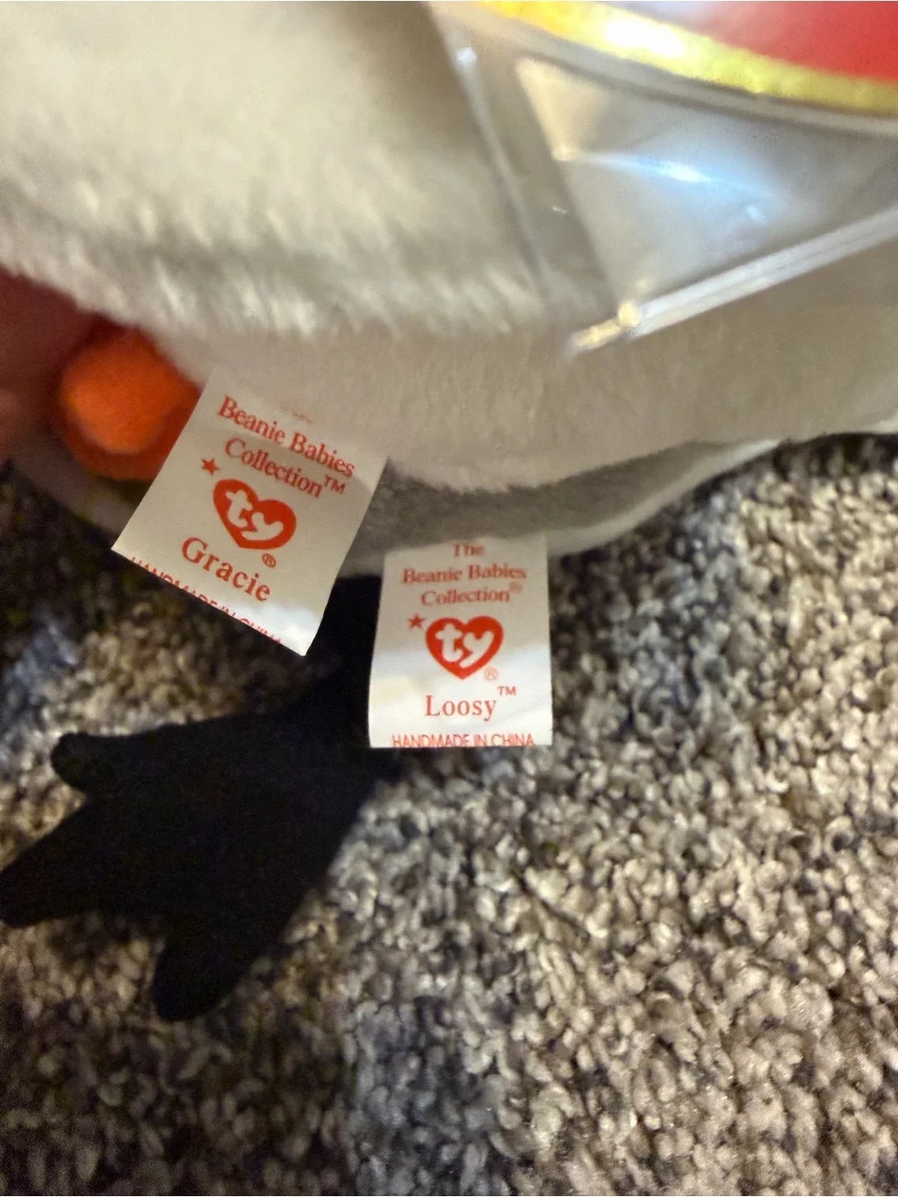 Lot of 2 vintage TY beanie babies Gracie & Loosy swan and goose